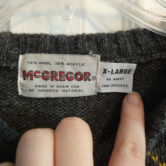 McGregor Vintage Argyle Pullover Wool Blend Sweater Size XL - Picture 4 of 5